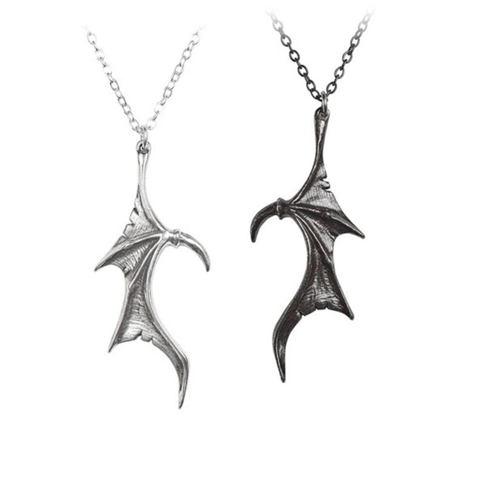 Matching Demon Dragon Wing Love Heart Pendant Necklace