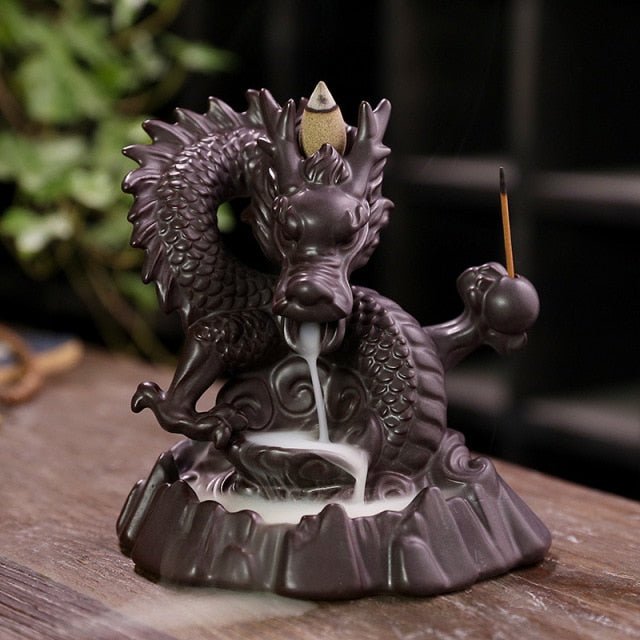 7-Color Handmade Ceramic Dragon Incense Burner