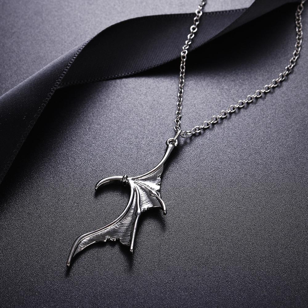 Matching Demon Dragon Wing Love Heart Pendant Necklace